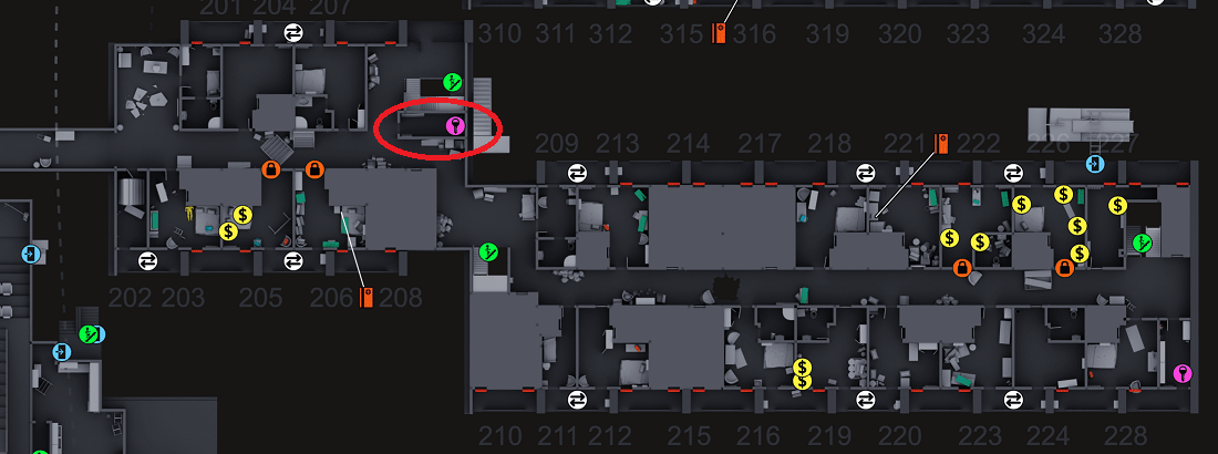 东楼2楼楼梯附近钥匙架位置 东楼2楼楼梯附近钥匙架位置