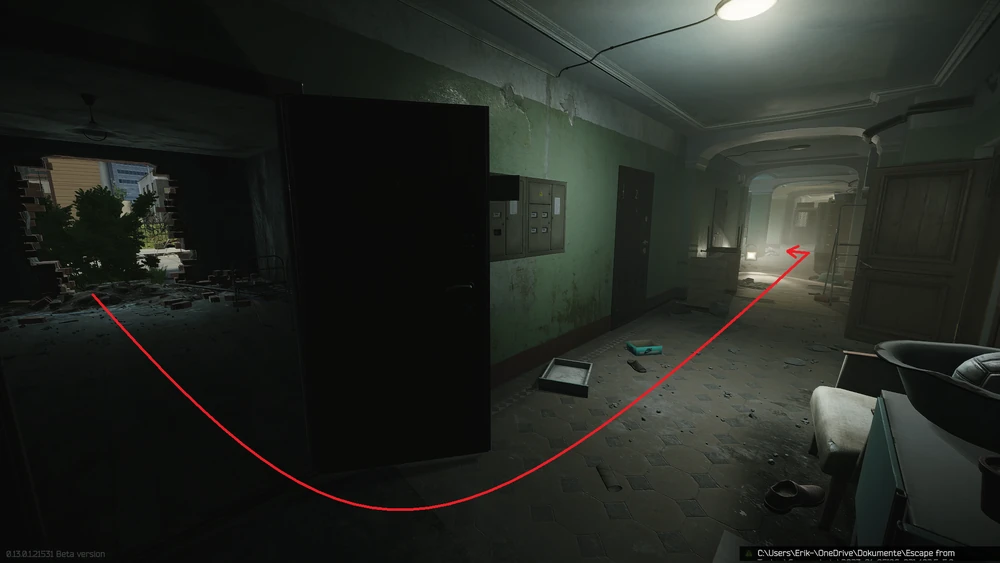 通往西楼梯的路线1 通往西楼梯的路线1