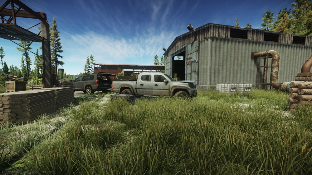 森林锯木厂的蓝色皮卡 森林锯木厂的蓝色皮卡