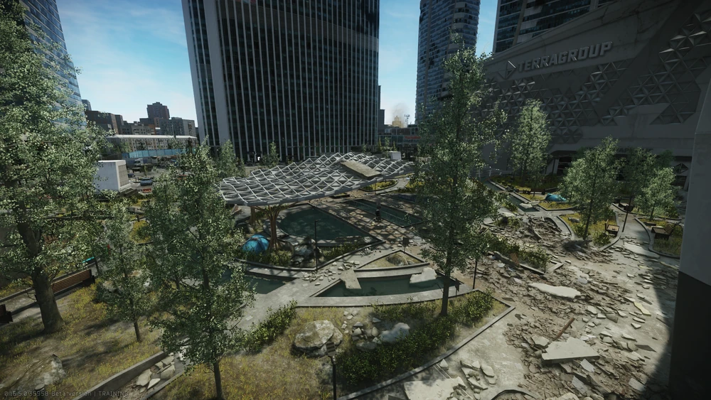 中心区的TerraGroup总部门前的公园 中心区的TerraGroup总部门前的公园