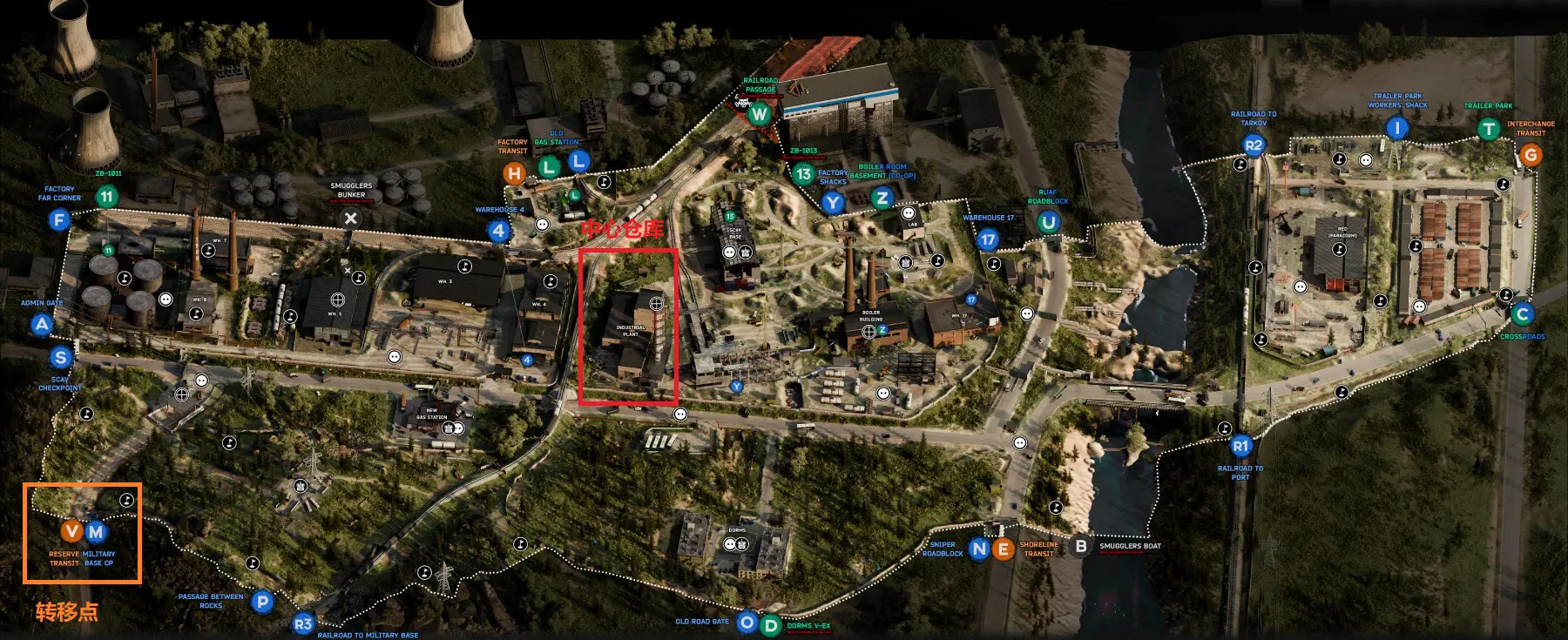 海关中心仓库与转移点位置 海关中心仓库与转移点位置